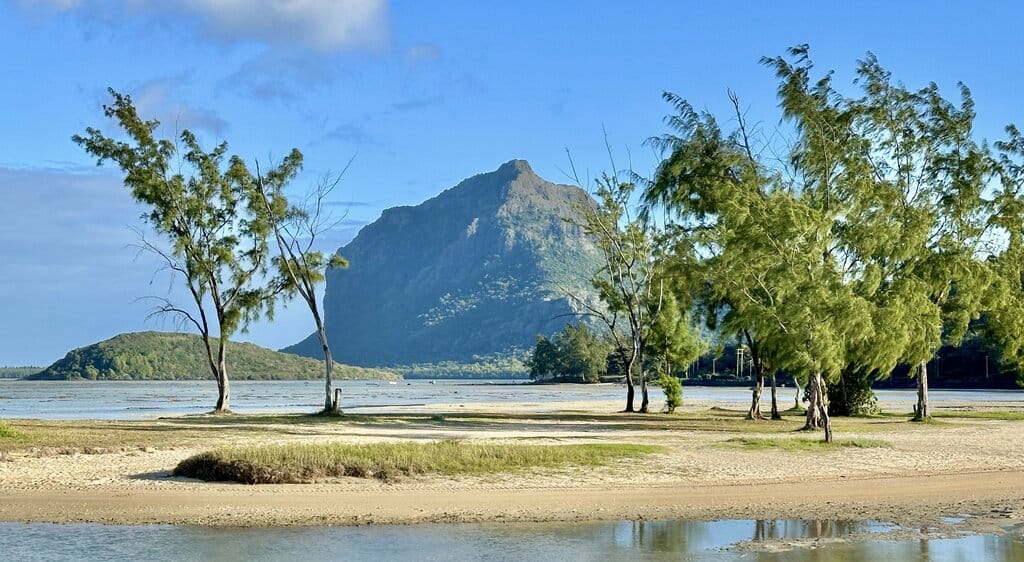 Le Morne mountain from the beach below
