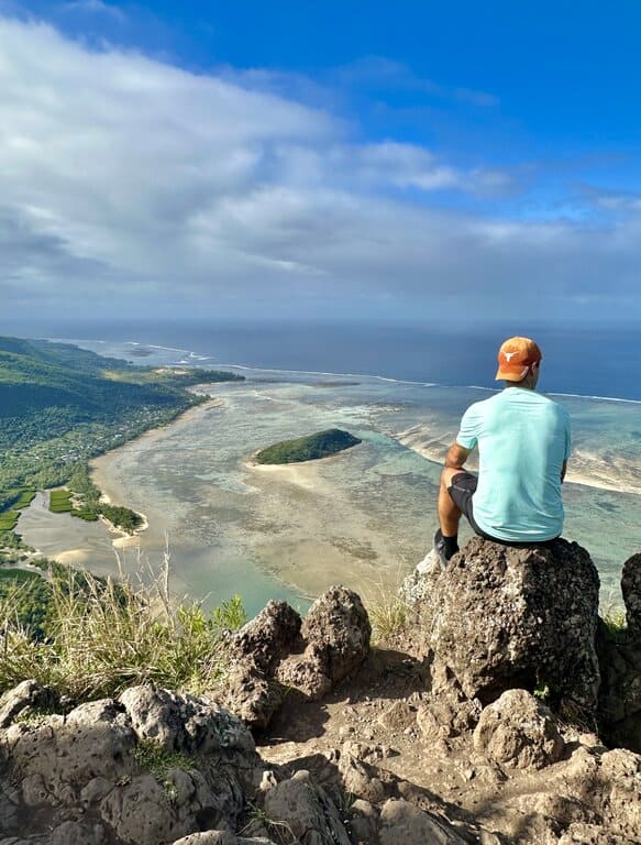 Chris Heckmann at the top of Le Morne