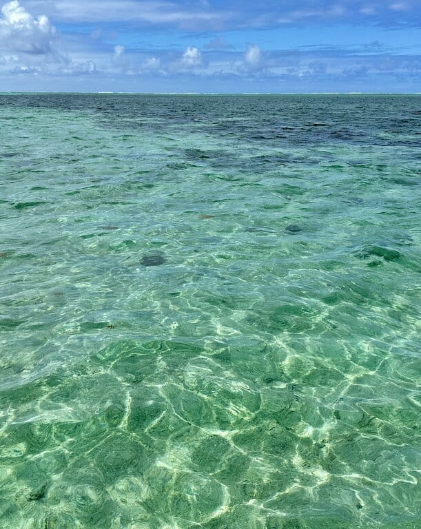 clear blue water in Mauritius
