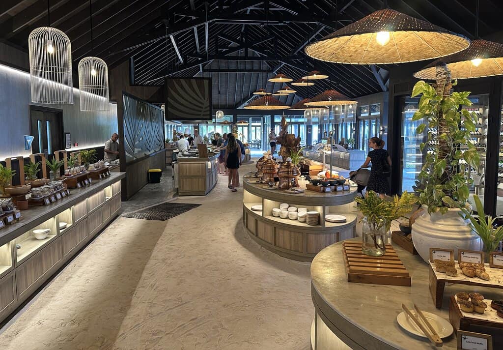 The breakfast buffet at Jawakara Maldives Resort